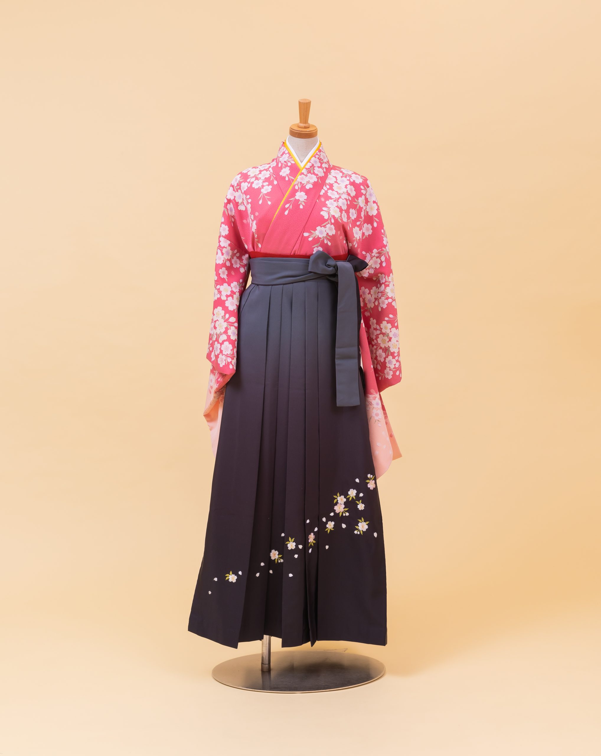 ピンク地　しだれ桜（740065）/紺 小桜刺繍