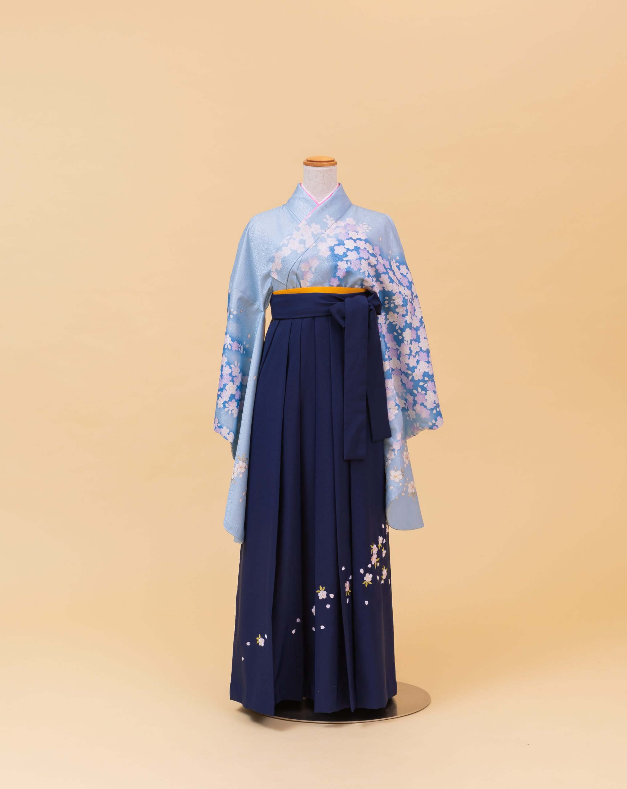 水色地に桜模様（800196）/紺 小桜刺繍