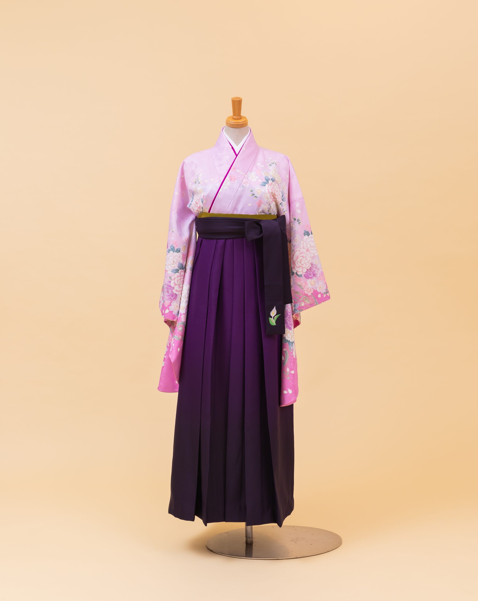 薄紫花柄（800218）/紫 ボカシ 紐刺繍入り