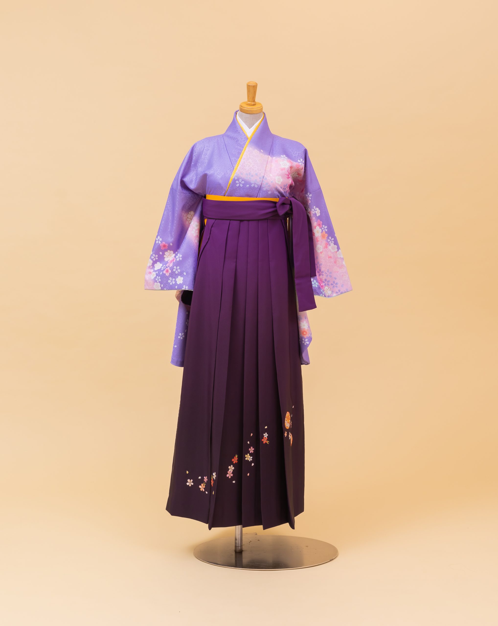 藤色に小花（800195）/紫 ボカシ 鞠桜刺繍